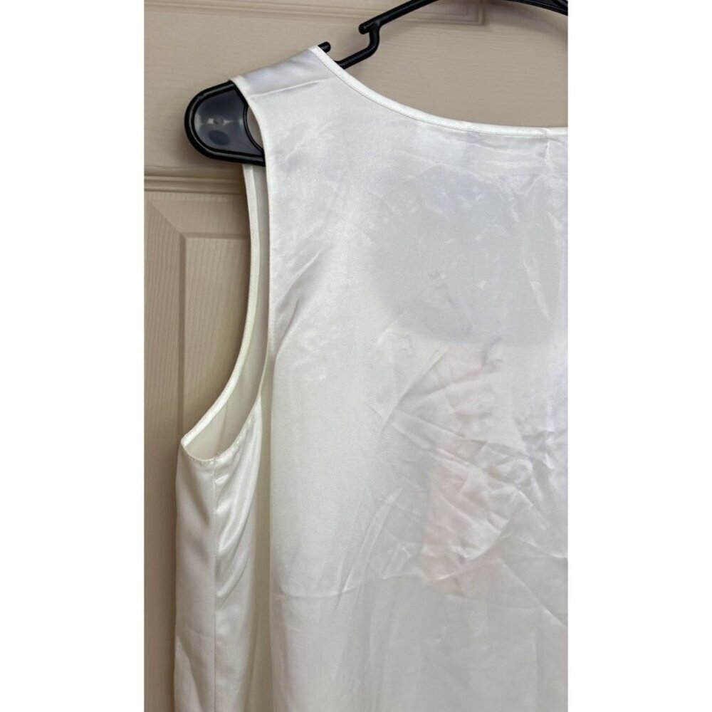 NEW VINTAGE JACLYN SMITH GLOSSY SHINY SATIN LONG IVORY NIGHTGOWN EMBROIDERED LG - Picture 4 of 5